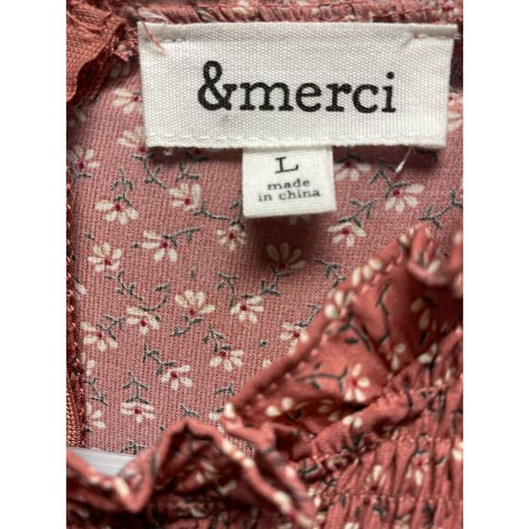 & Merci Mock Ruffle Neck Long Sleeve Tiered MIDI Dress Size Large NWOT - Picture 6 of 7